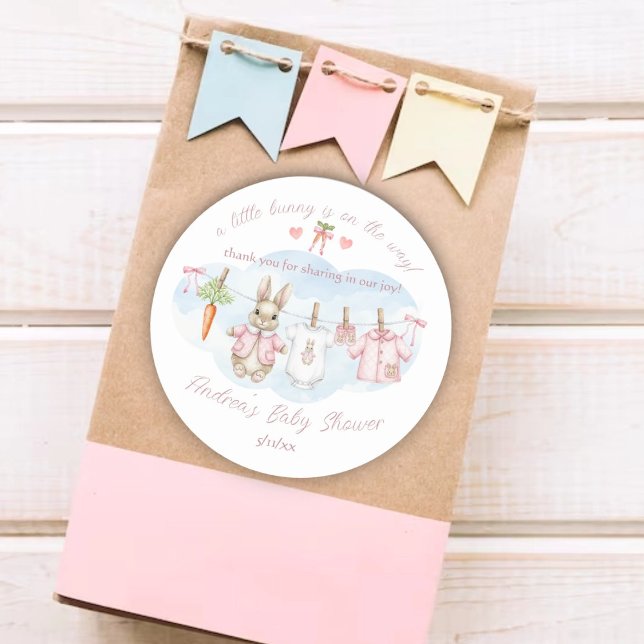 Sticker Rond Peter the Rabbit Clothesline Baby Shower Thank You (Créateur téléchargé)