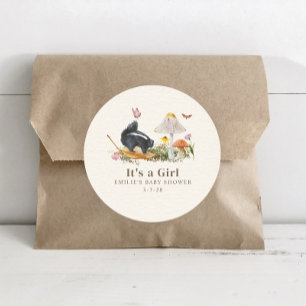 Sticker Rond Petit Adulte Woodland Skunk Girl Baby shower