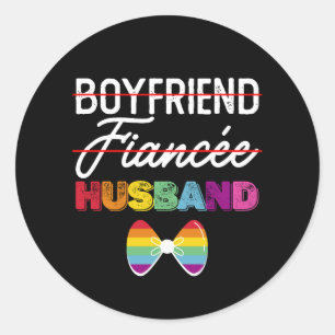 Sticker Rond Petit ami Fiance Mari Gay Mariage Gay Groom LGBTQ
