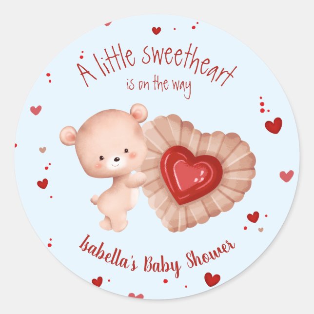 Sticker Rond Petit amour Valentines Baby shower de coeur (Devant)