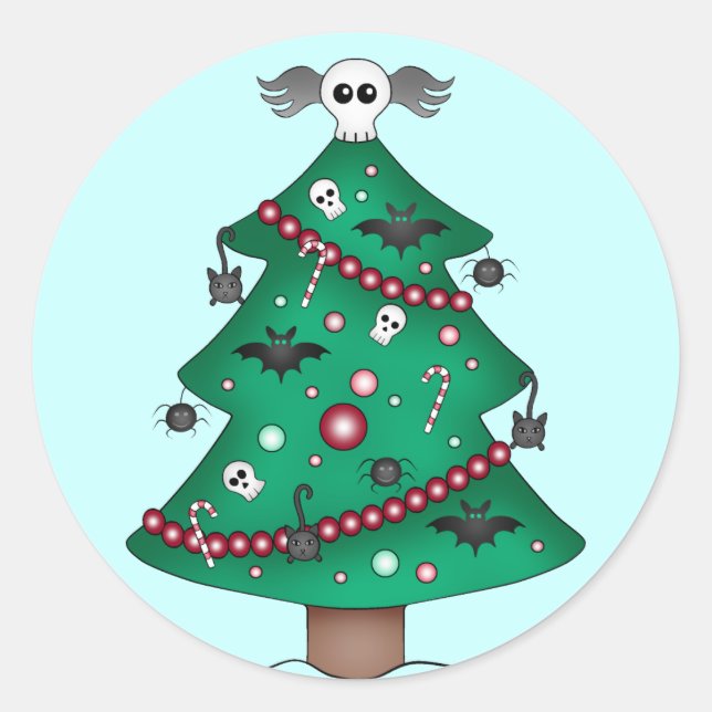 Sticker Rond Petit arbre de Noël gothique (Devant)