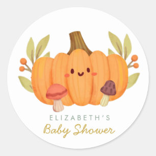 Sticker Rond Petit Baby shower Citrouille