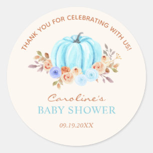 Sticker Rond Petit Baby shower Citrouille Blue Boy