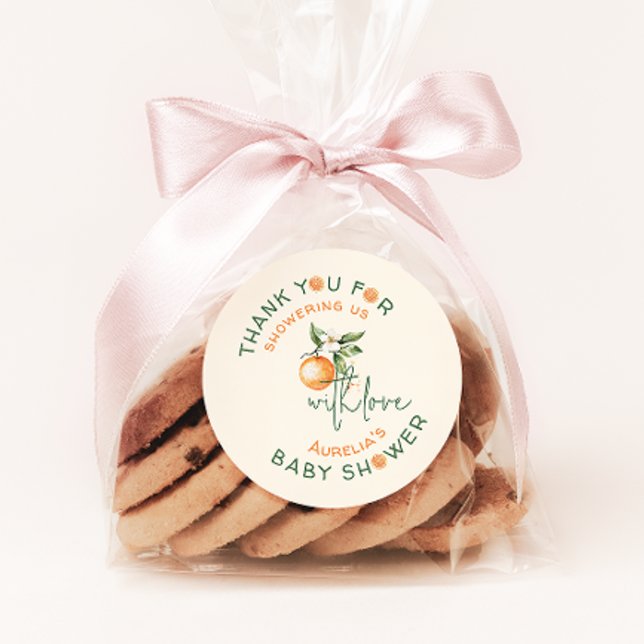Sticker Rond Petit Baby shower Citrus Cutie Merci Favoriser (Créateur téléchargé)