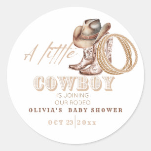 Sticker Rond Petit Baby shower Cowboy