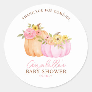 Sticker Rond Petit Baby shower d'automne Citrouille Personnalis