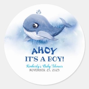 Sticker Rond Petit Baby shower de baleine