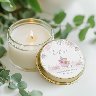 Sticker Rond Petit Baby shower de flocon de neige préférée