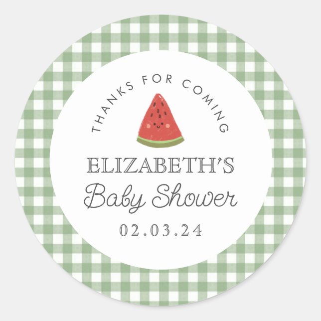 Sticker Rond Petit Baby shower de melon douce (Devant)