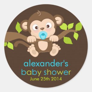 Sticker Rond Petit Baby shower de petit singe
