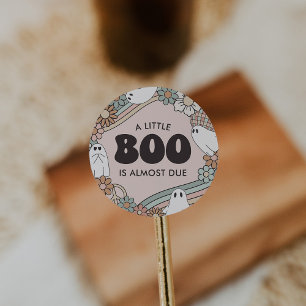 Sticker Rond Petit Baby shower d'Halloween de fantôme de Boo