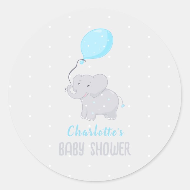 Sticker Rond Petit Baby shower éléphant (Devant)