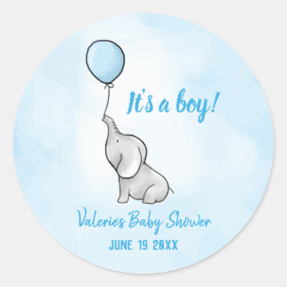 Sticker Rond Petit baby shower éléphant