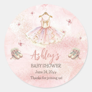 Sticker Rond Petit Baby shower fille Ballerina Tutu rose mignon