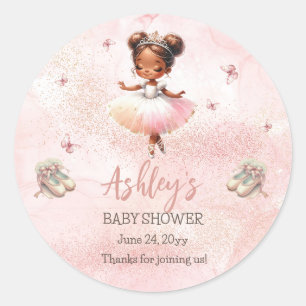 Sticker Rond Petit Baby shower fille Ballerina Tutu rose mignon