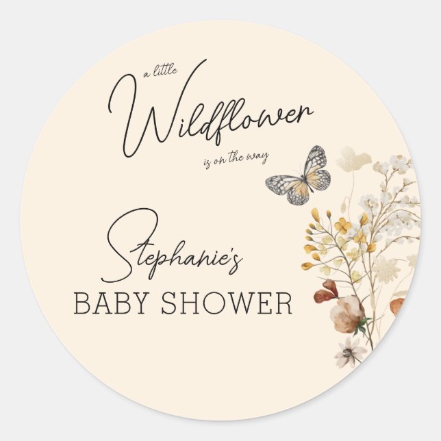 Sticker Rond Petit Baby shower Fleur sauvage (Devant)