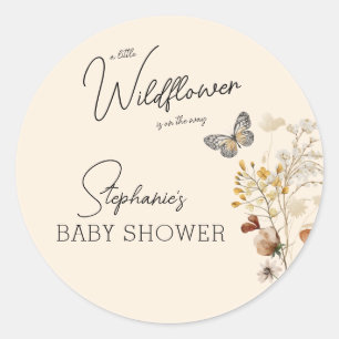 Sticker Rond Petit Baby shower Fleur sauvage