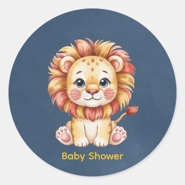 Sticker Rond Petit Baby shower Lion Boy (Devant)