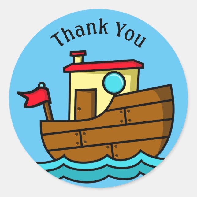Sticker Rond Petit bateau de remorquage Merci  (Devant)