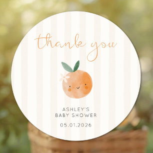 Sticker Rond Petit Bébé Orange Mignon Cadeau de Remerciement po