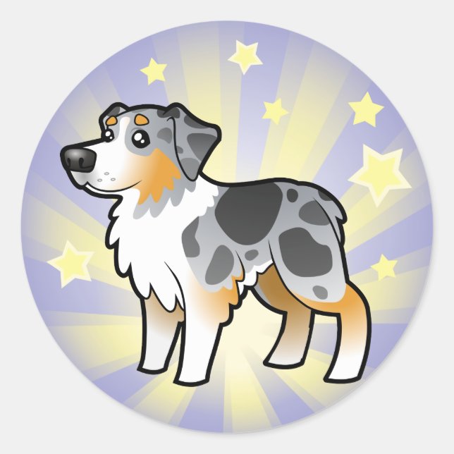 Sticker Rond Petit Berger australien Star (Devant)