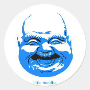 Sticker Rond petit bleu riant-bouddha