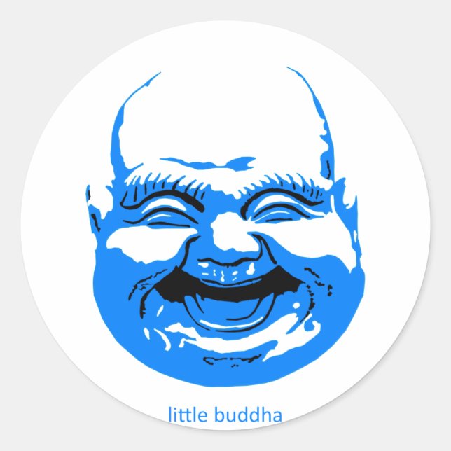 Sticker Rond petit bleu riant-bouddha (Devant)