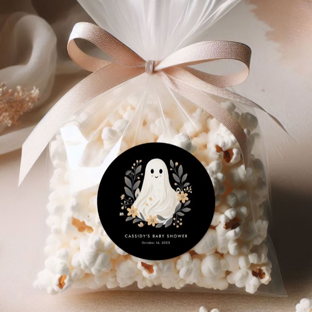 Sticker Rond Petit Boho Ghost Baby shower d'Halloween (Créateur téléchargé)