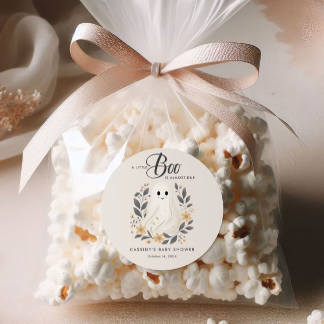 Sticker Rond Petit Boho Ghost Baby shower d'Halloween (Créateur téléchargé)