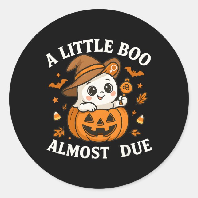 Sticker Rond Petit Bois Est Presque Dû Halloween Grossesse Reve (Devant)