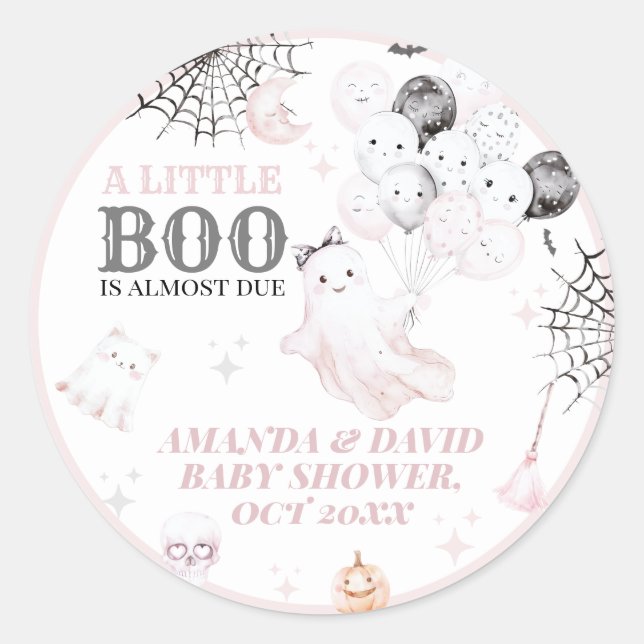 Sticker Rond Petit Boo Cute Ghost Halloween Baby Girl Douche (Devant)