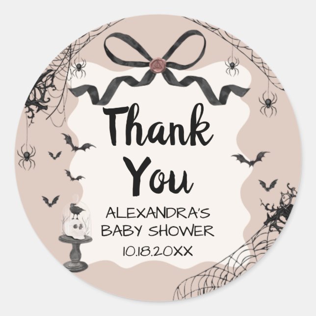 Sticker Rond Petit Boo Halloween Baby shower gothique (Devant)