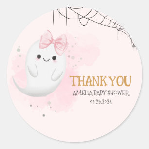 Sticker Rond Petit Boo Halloween fantôme fille baby shower