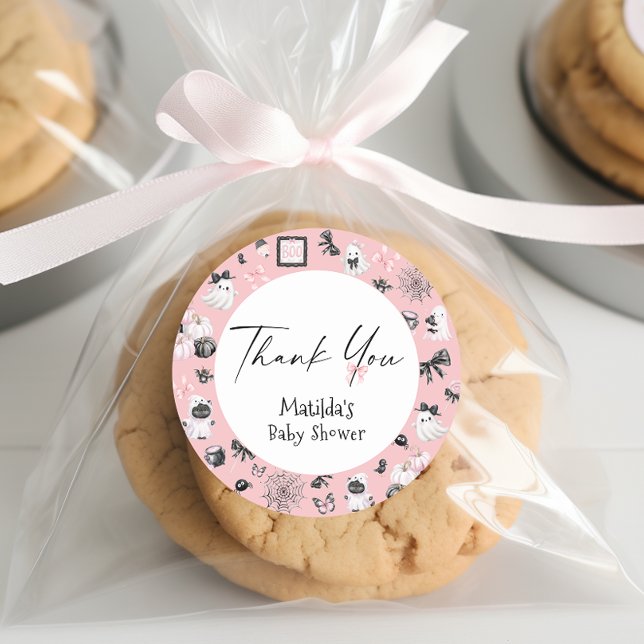 Sticker Rond Petit Boo Halloween fille Baby shower Merci (Créateur téléchargé)