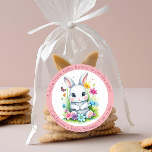 Sticker Rond Petit Bunny Jardin Fleur sauvage Baby shower de Pâ