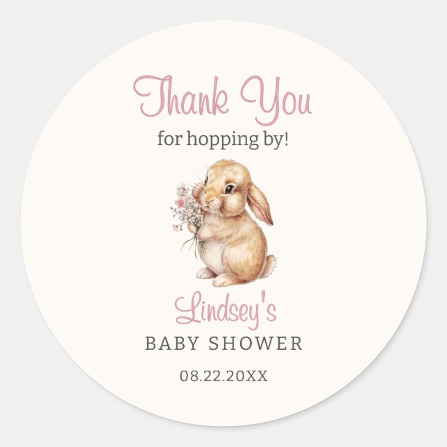 Sticker Rond Petit Bunny Pastel Merci Floral (Devant)