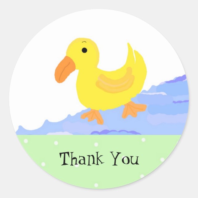 Sticker Rond Petit Canard Jaune Merci (Devant)