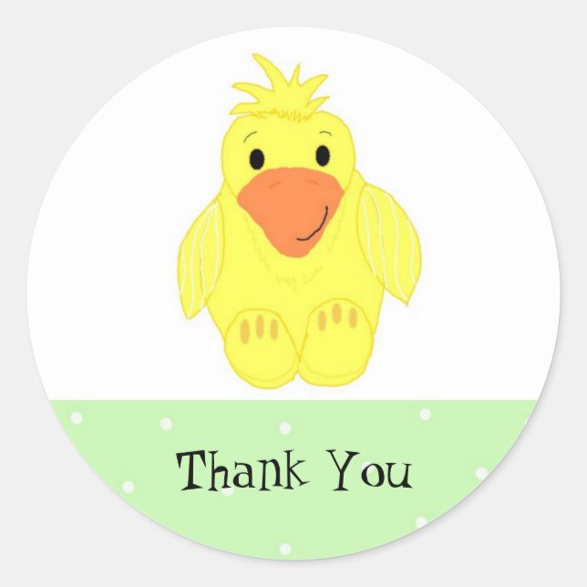 Sticker Rond Petit Canard Jaune Merci (Devant)