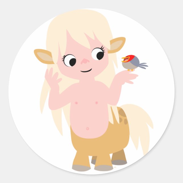 Sticker Rond Petit Cartoon Centauress Baby T-Shirt (Devant)