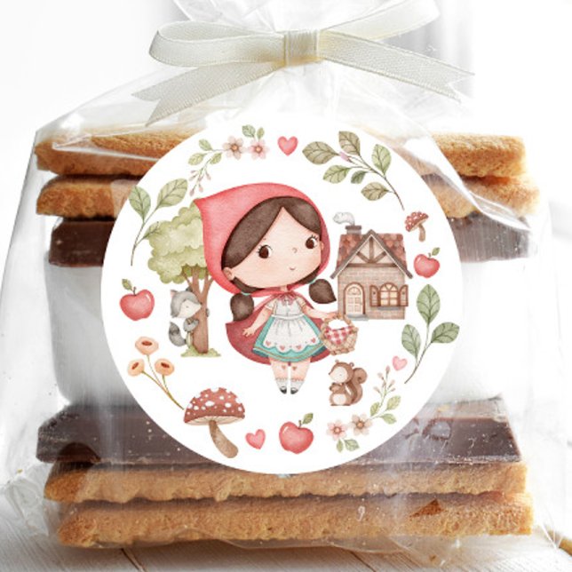 Sticker Rond Petit Chaperon Rouge Mignon Fantaisiste (Créateur téléchargé)