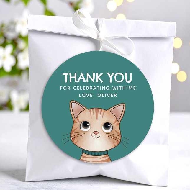 Sticker Rond Petit chaton brun merci (Créateur téléchargé)