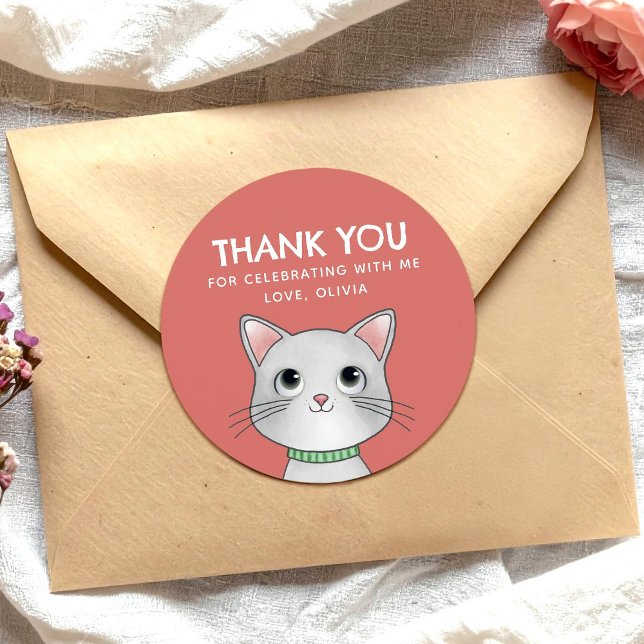 Sticker Rond Petit chaton merci (Créateur téléchargé)