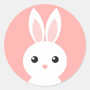 Sticker Rond Petit chevalet rose lapin mignon