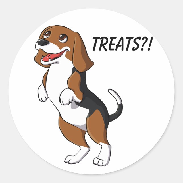 Sticker Rond Petit Chien Beagle Chien Chien Chien Chien Traite  (Devant)