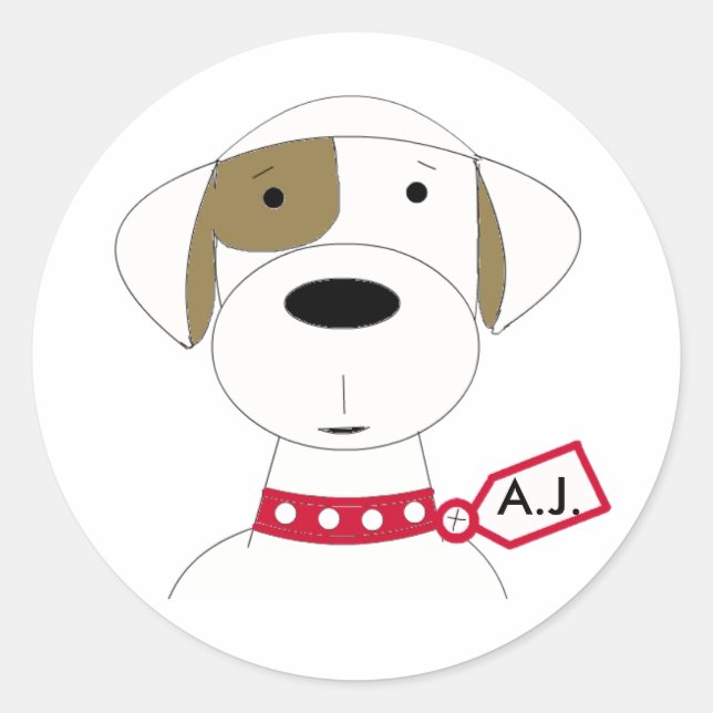 Sticker Rond Petit chien caricaturé (Devant)