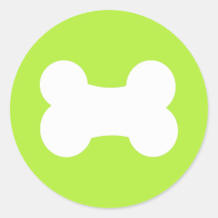 Sticker Rond Petit chien os Olive 3 pouces