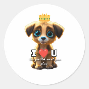 Sticker Rond Petit chiot