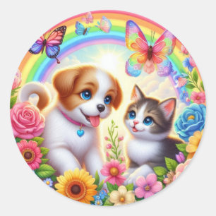 Sticker Rond Petit chiot/chiot/chaton