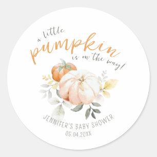 Sticker Rond Petit Citrouille Automne Automne Baby shower d'aqu