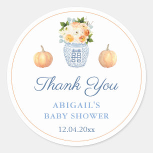 Sticker Rond Petit Citrouille Automne Baby shower Douche Faveur